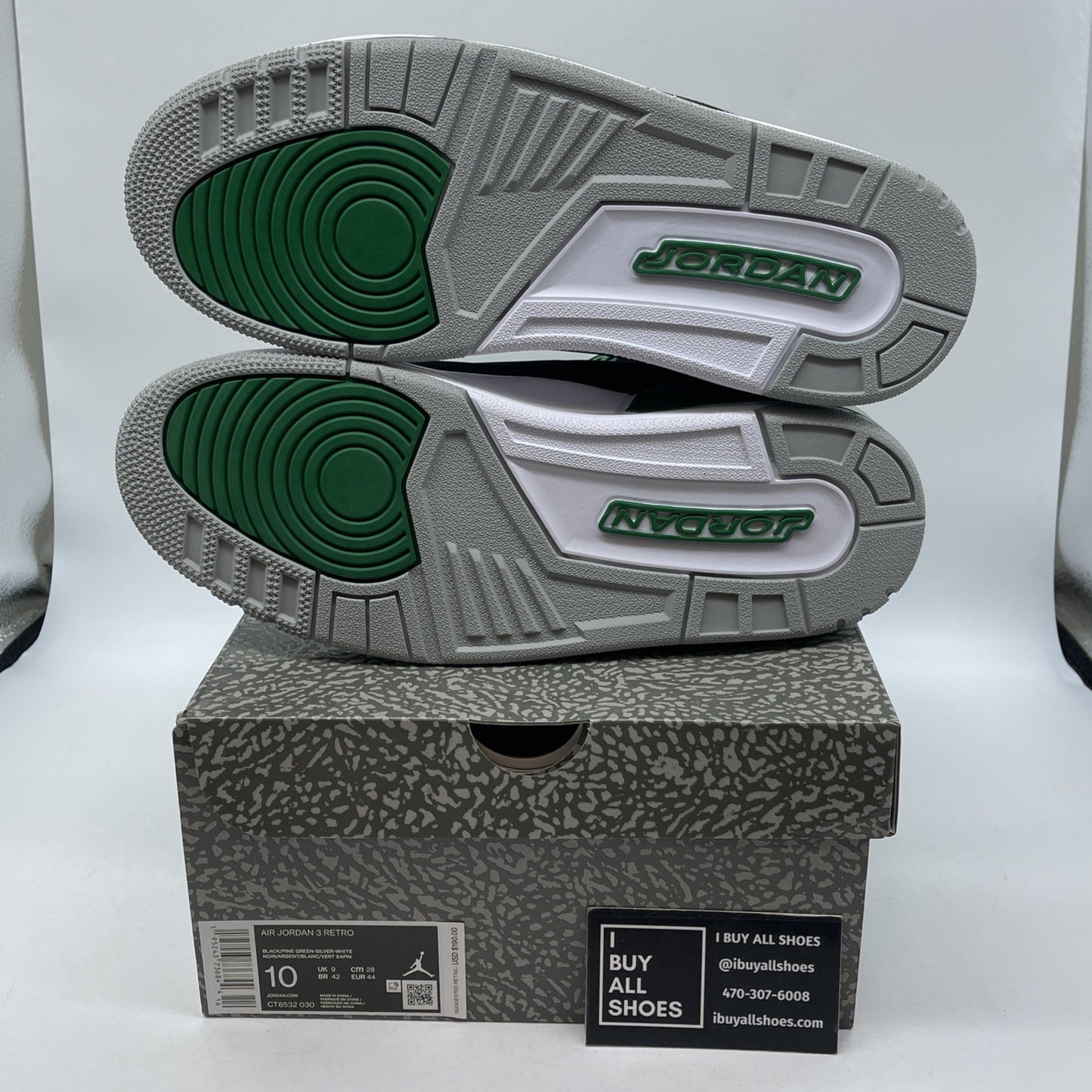 Size 10 - Jordan 3 Retro Mid Pine Green Grey Black Suede (CT8532-030)