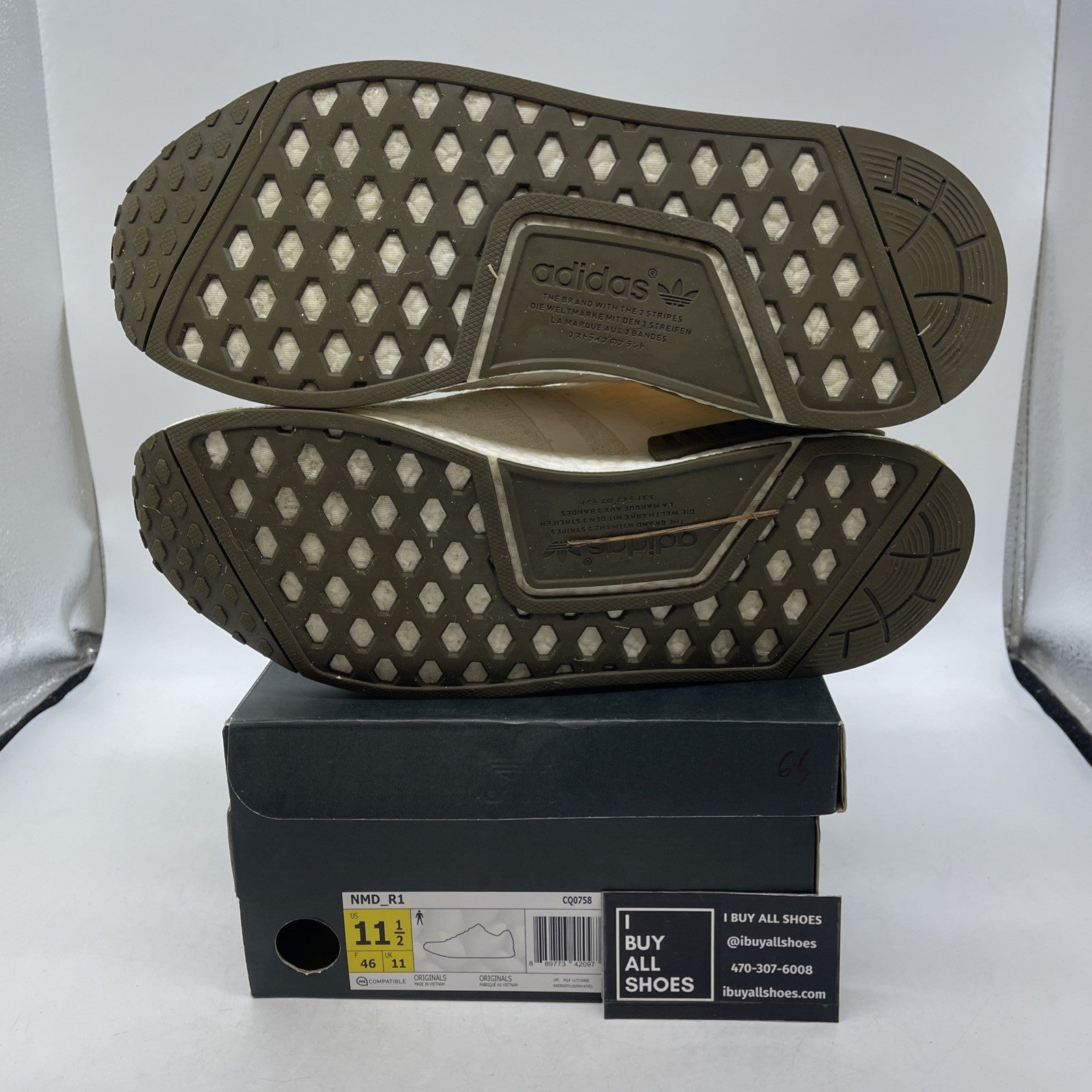 Size 11.5 - Adidas Champs Sports x NMD_R1 Chalk and Olive (CQ0758)