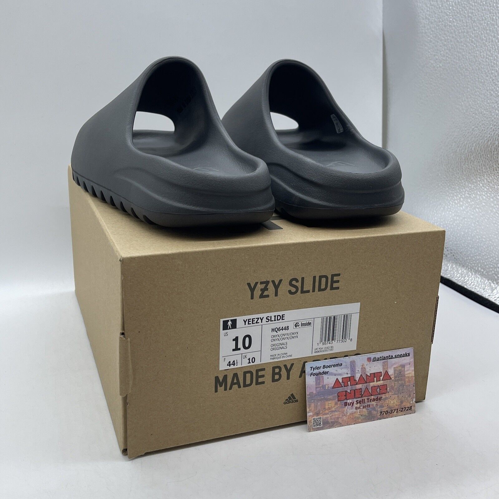 Size 10 - Adidas Yeezy Slides Onyx Black Rubber (HQ6448)