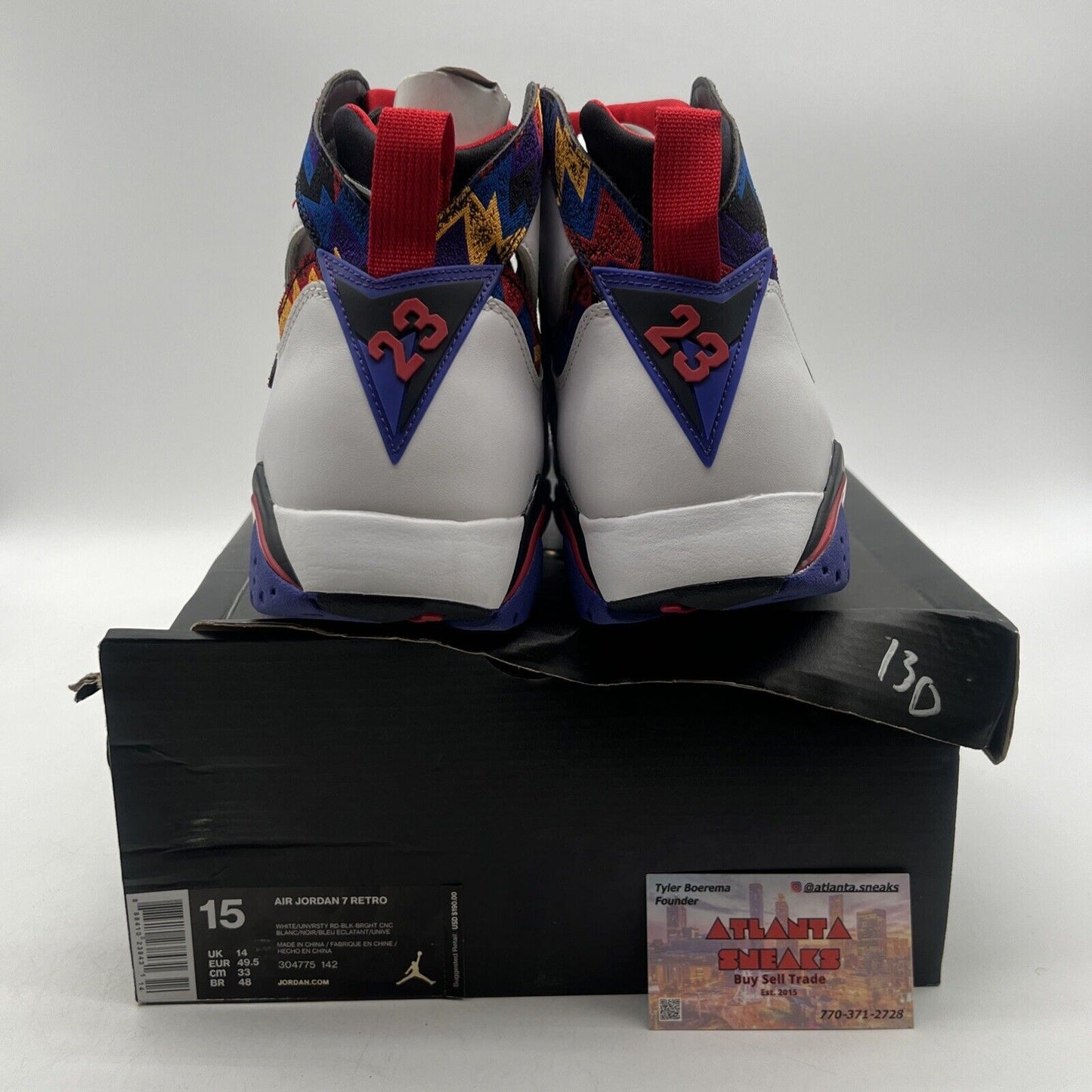 Size 15 - Air Jordan 7 Retro Sweater Purple Red White Yellow (304775-142)