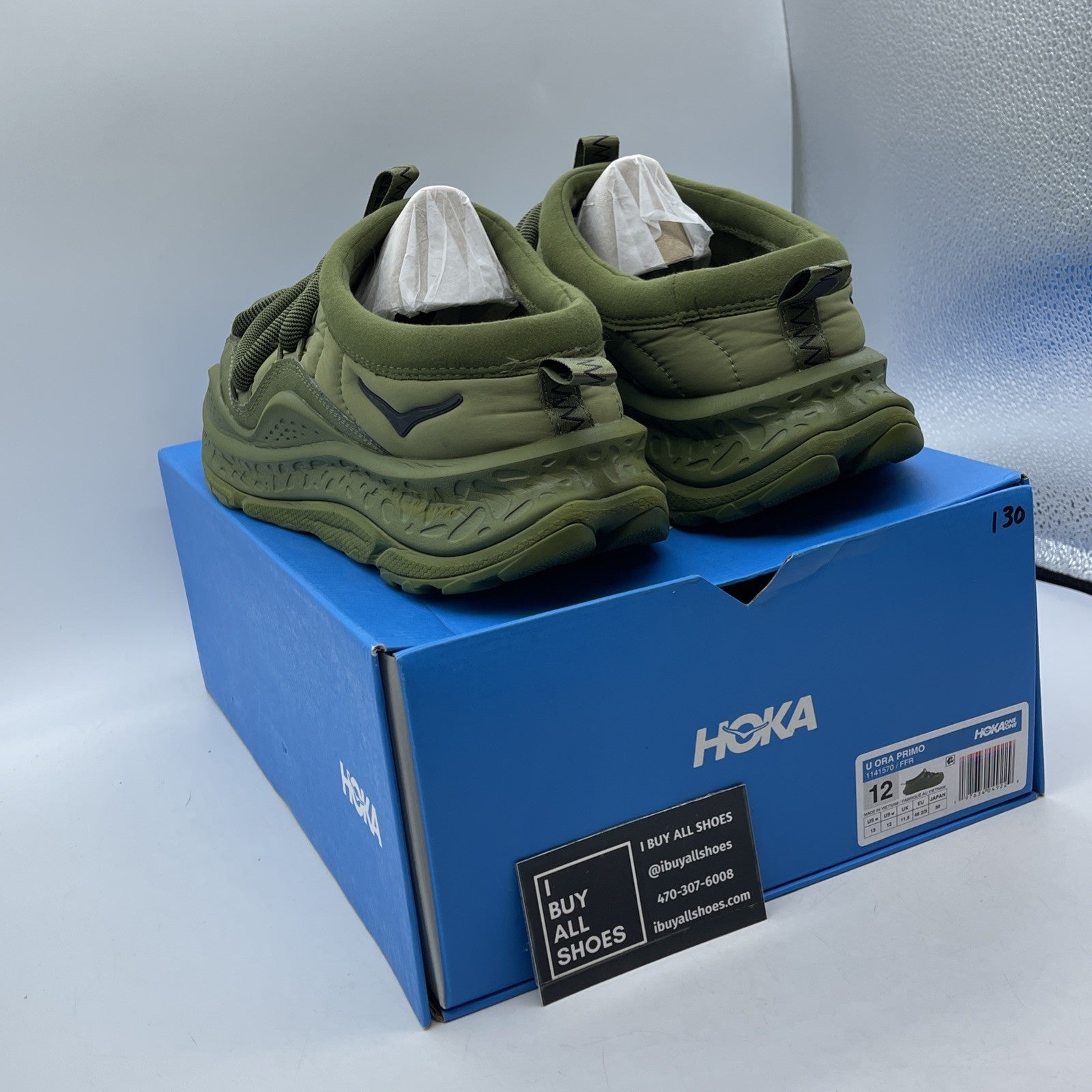 Size 12 - Limited edition Hoka One Ora Primo Olive Green Black (1141570)