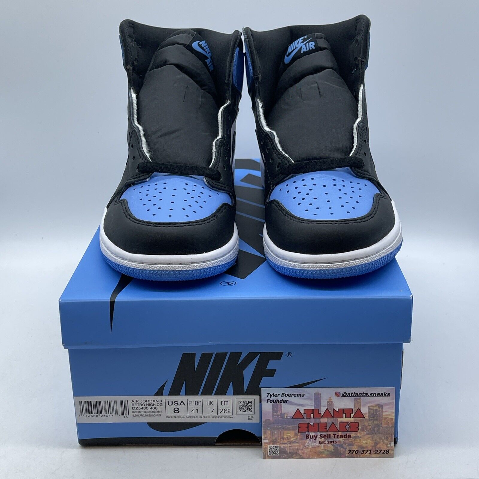 Size 8 - Jordan 1 Retro OG High UNC Toe Blue White Black Leather (DZ5485-400)