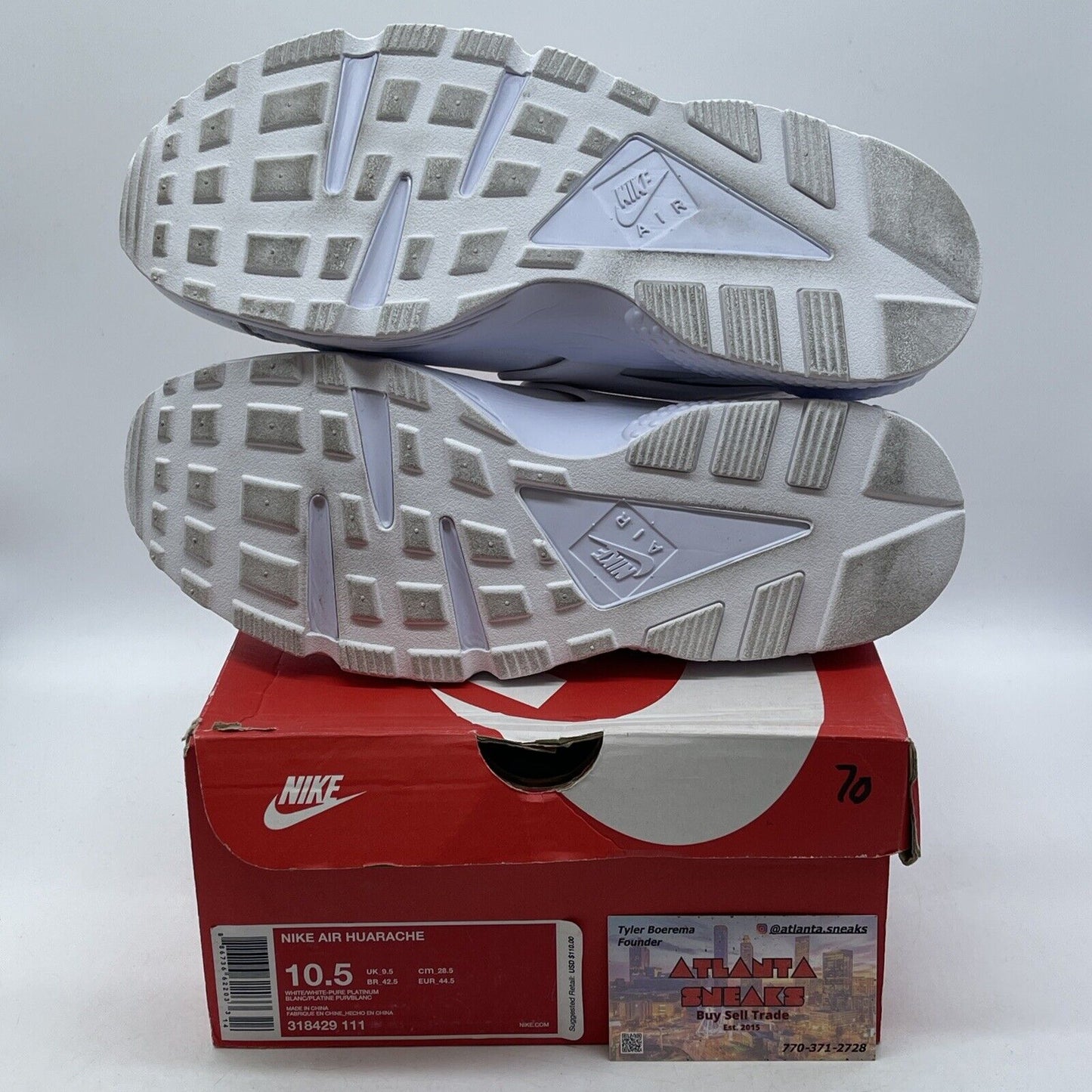 Size 10.5 - Nike Air Huarache All White Suede Leather (318429-111)