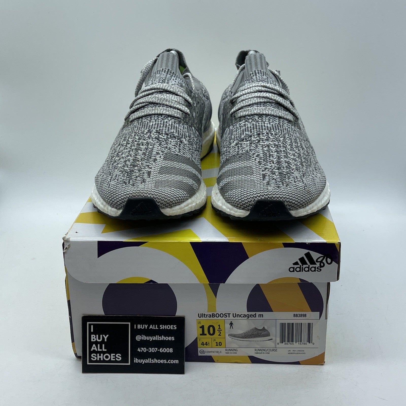 Size 10.5 - adidas UltraBoost Uncaged Grey White Suede (BB3898)