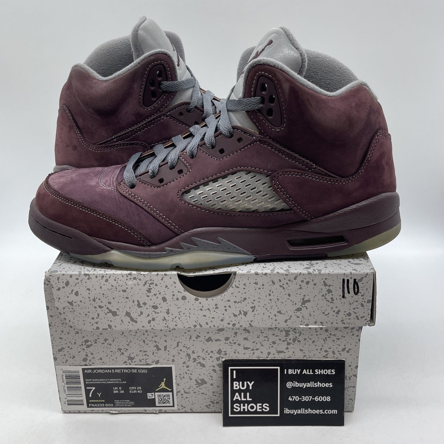 Size 7Y (GS) - Jordan 5 Retro SE 2023 Mid Burgundy Grey Suede (FN4233-600)