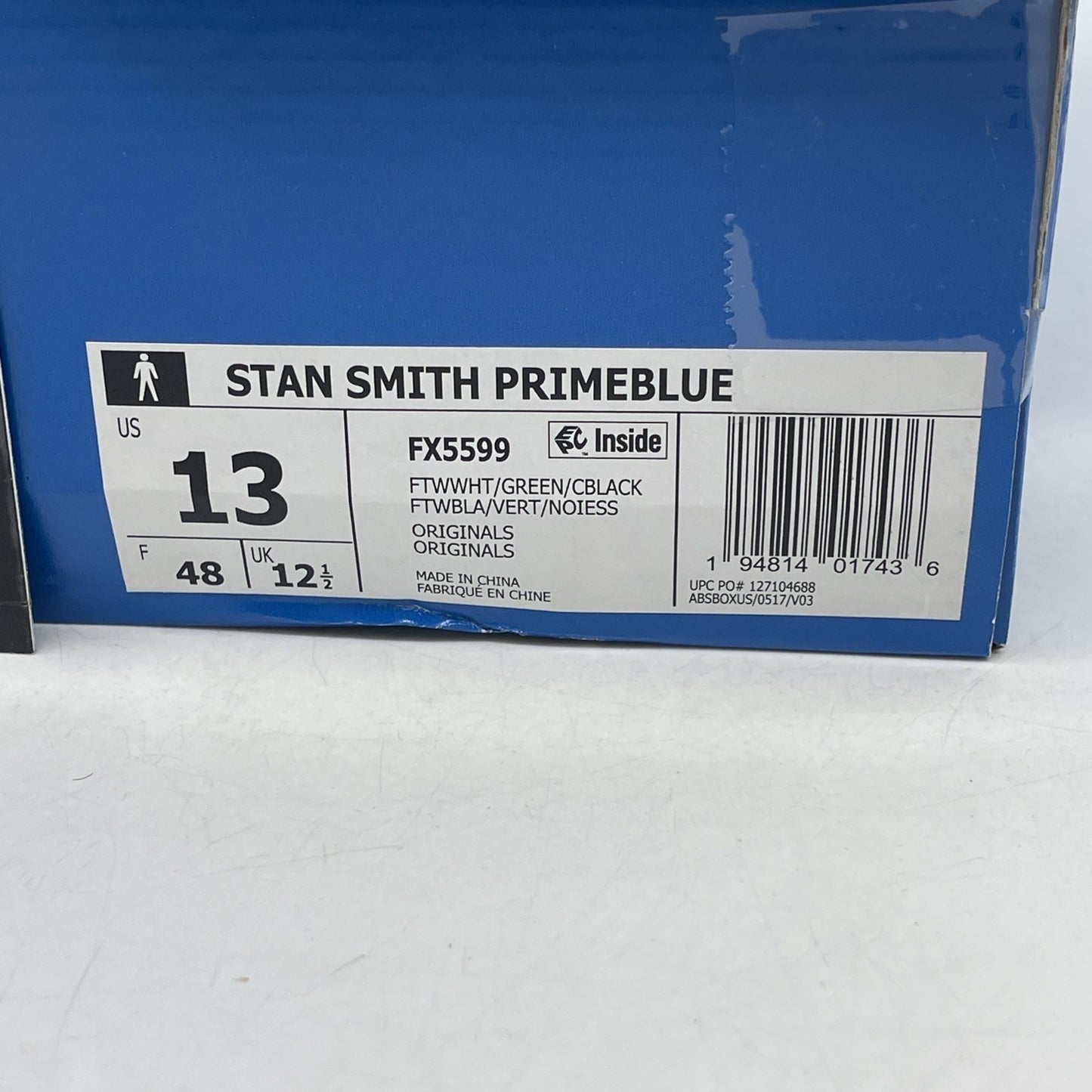 Size 13 - Adidas Stan Smith Primeblue White Green (FX5599)