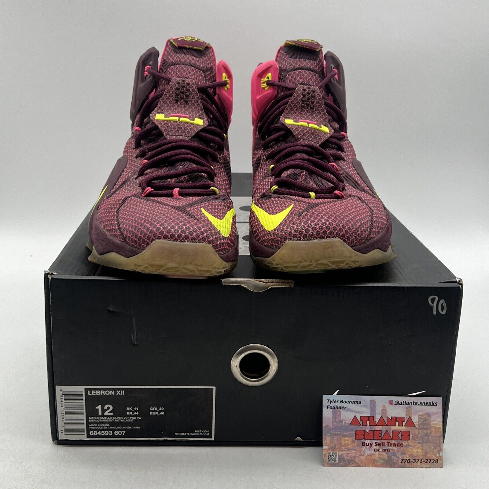 Size 12 - Nike LeBron 12 Double Helix Maroon (684593-607)