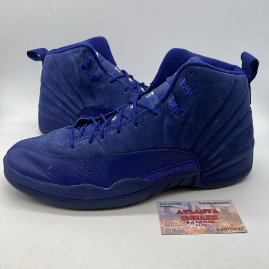 Size 13 - Air Jordan 12 Retro Deep Royal White Suede (130690-400)