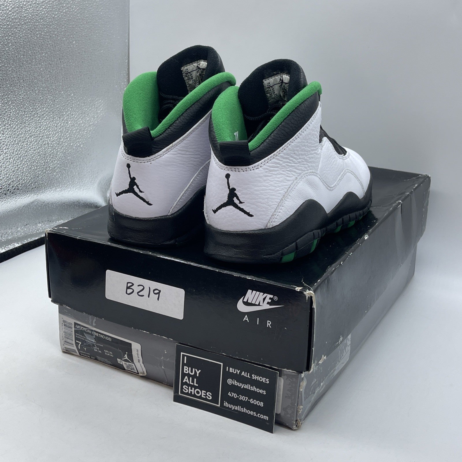 Size 7Y - Air Jordan 10 Retro 2019 Seattle White Black Leather (310806-137)