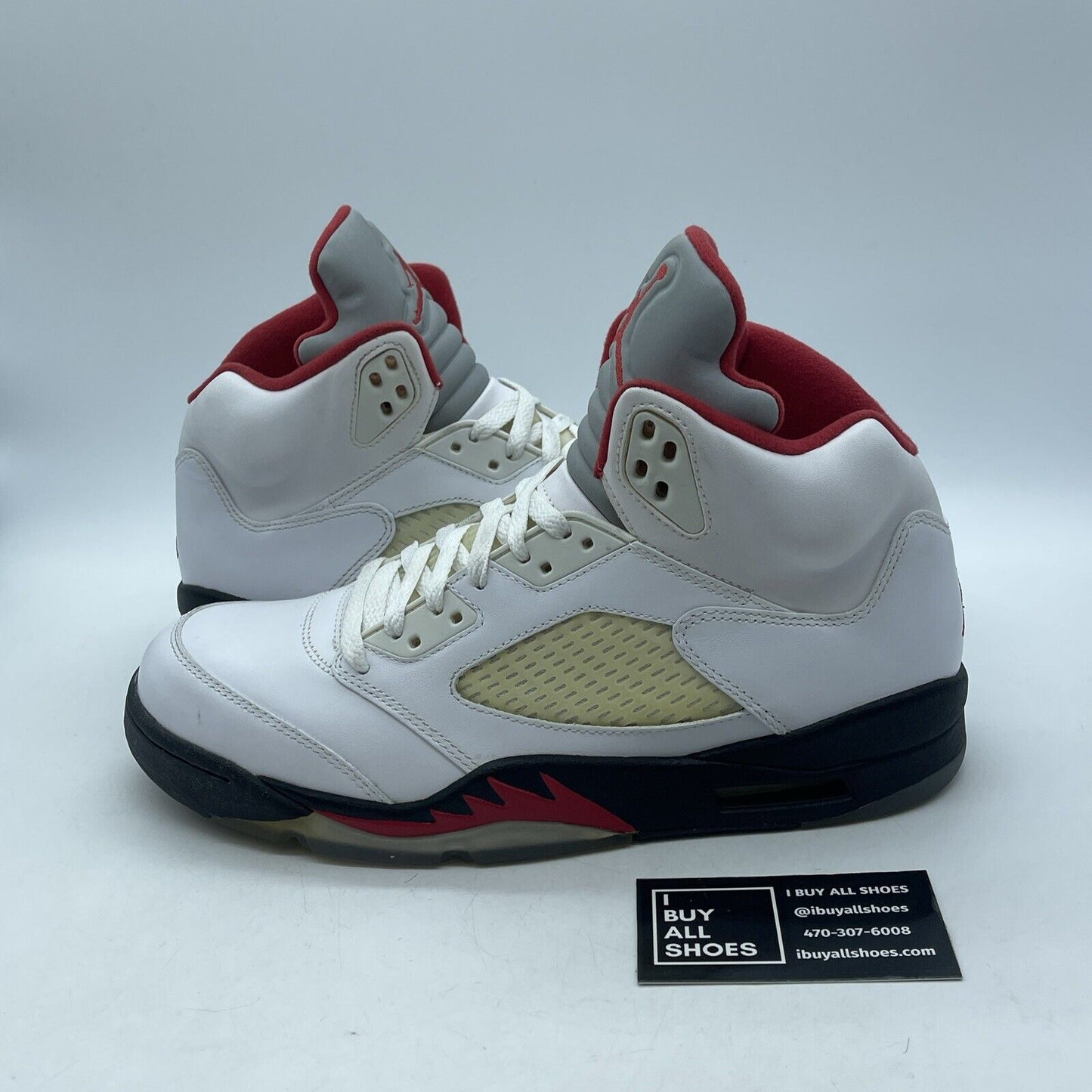 Size 9.5 - Air Jordan 5 Retro 2013 Fire Red White Black Leather (136027-100)