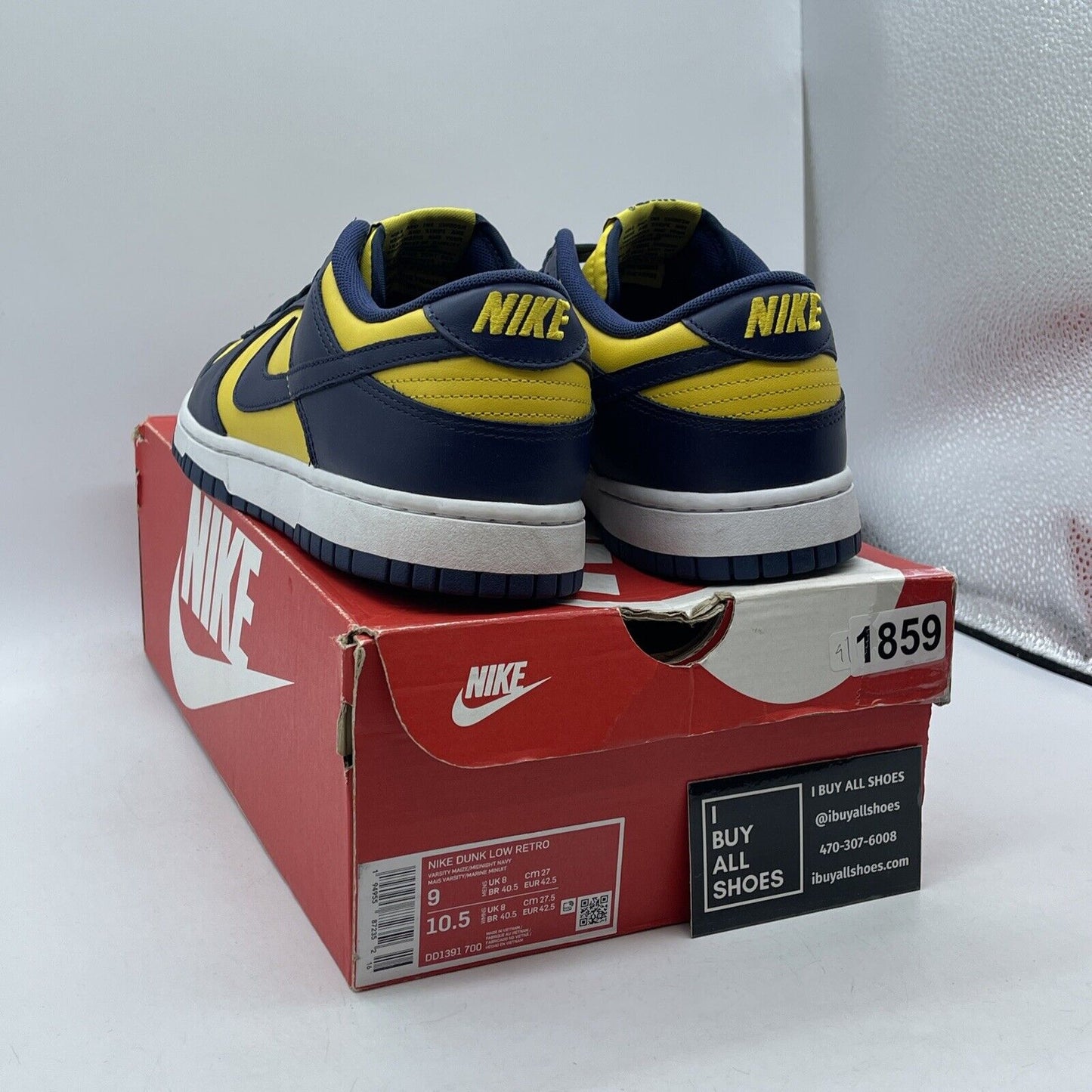 Size 9 - Nike Dunk Low Michigan Yellow Blue White Leather Suede (DD1391-700)