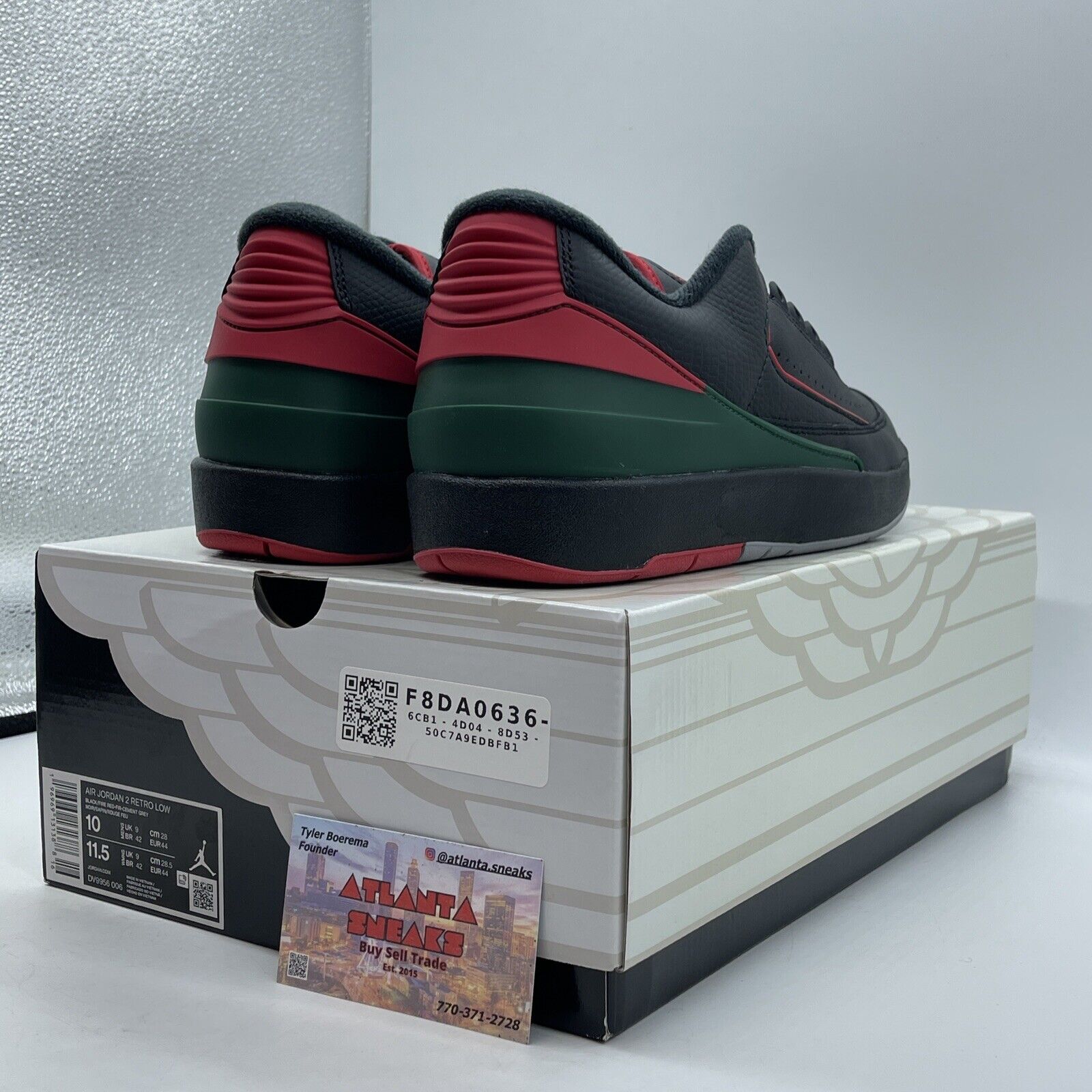 Size 10 - Air Jordan 2 Retro Low Christmas Black Red Green Leather (DV9956-006)