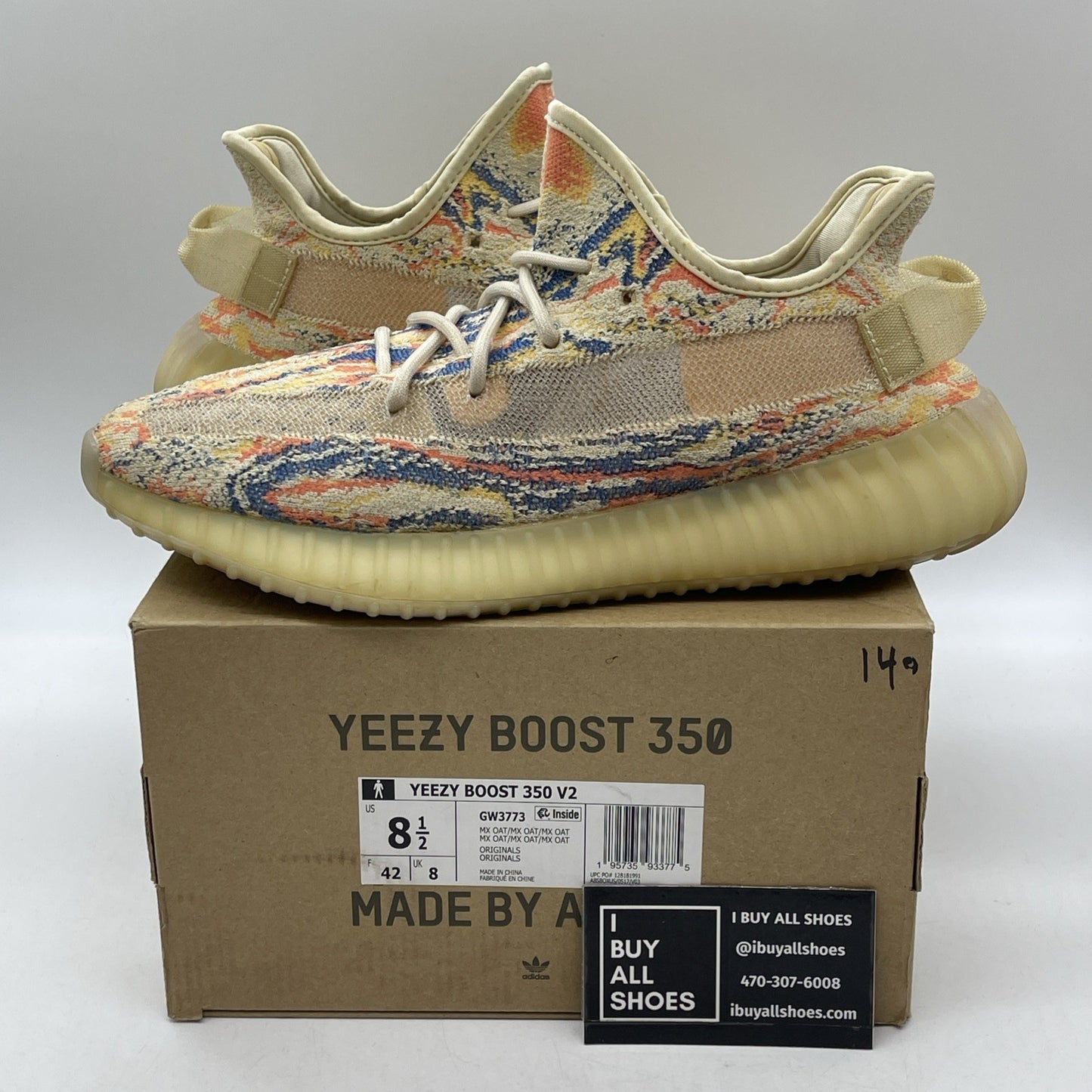 Size 8.5 - adidas Yeezy Boost 350 V2 Low MX Oat Blue Orange Suede (GW3773)
