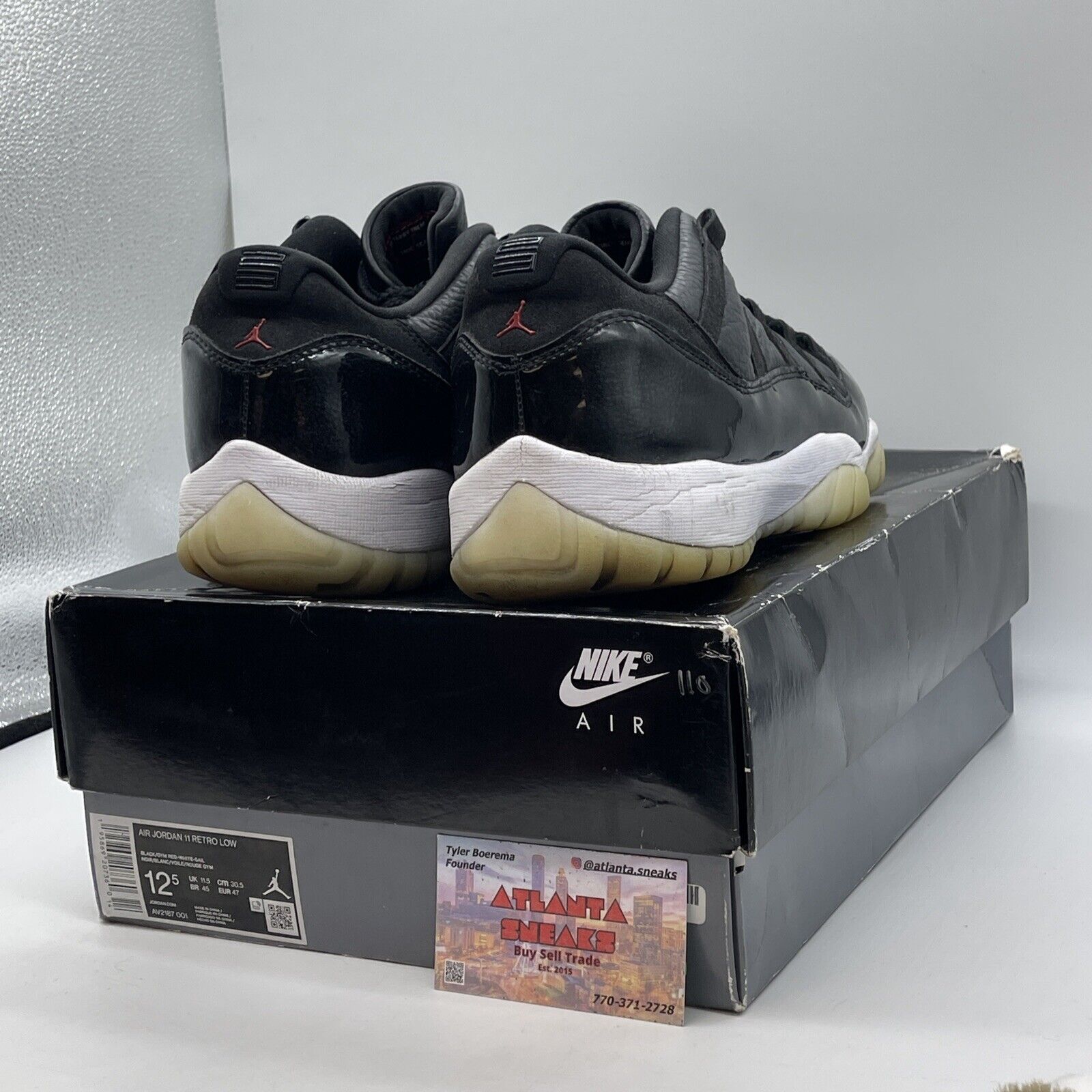 Size 12.5 - Jordan 11 Retro Low 72-10 Black White Leather (AV2187-001)