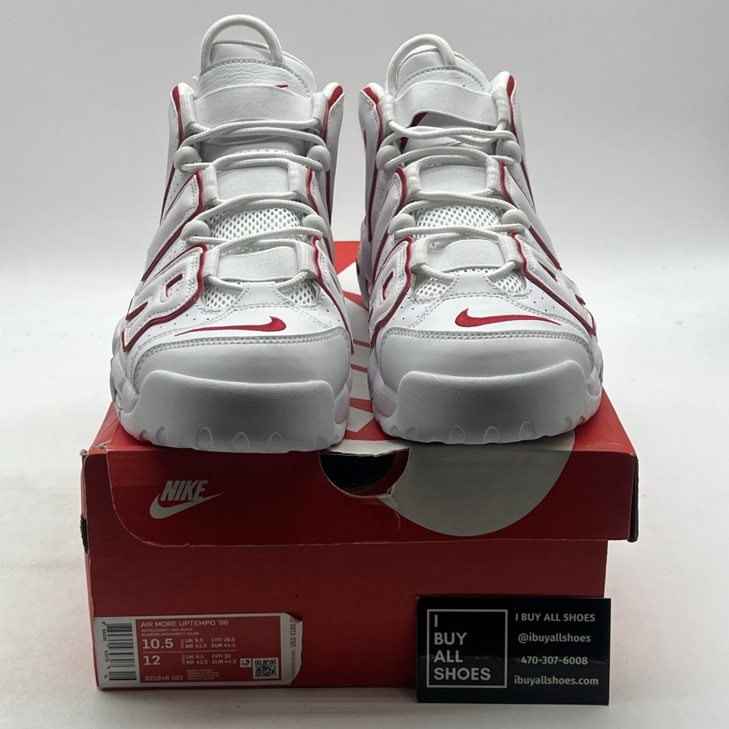 Size 10.5 - Nike Air More Uptempo White Varsity Red 2018 (921948-102)