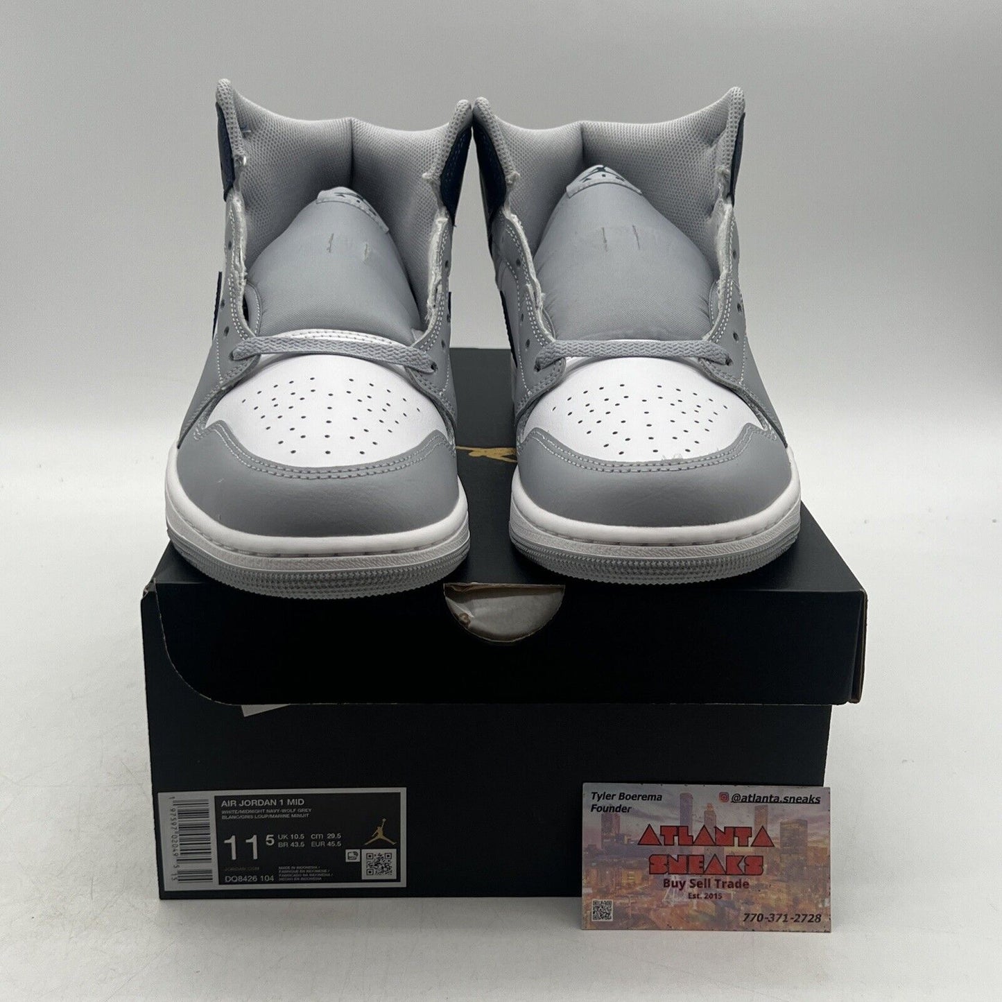 Size 11.5 - Air Jordan 1 Mid Wolf Grey Midnight Navy (DQ8426-104)