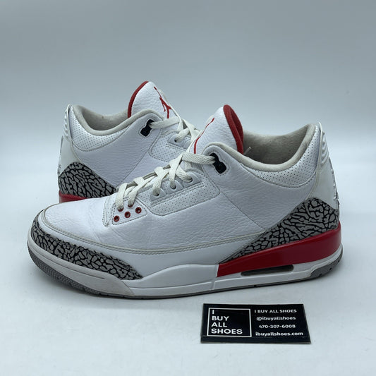 Size 12 - Jordan 3 Retro Hall of Fame 2018 White Red Grey Suede (136064-116)