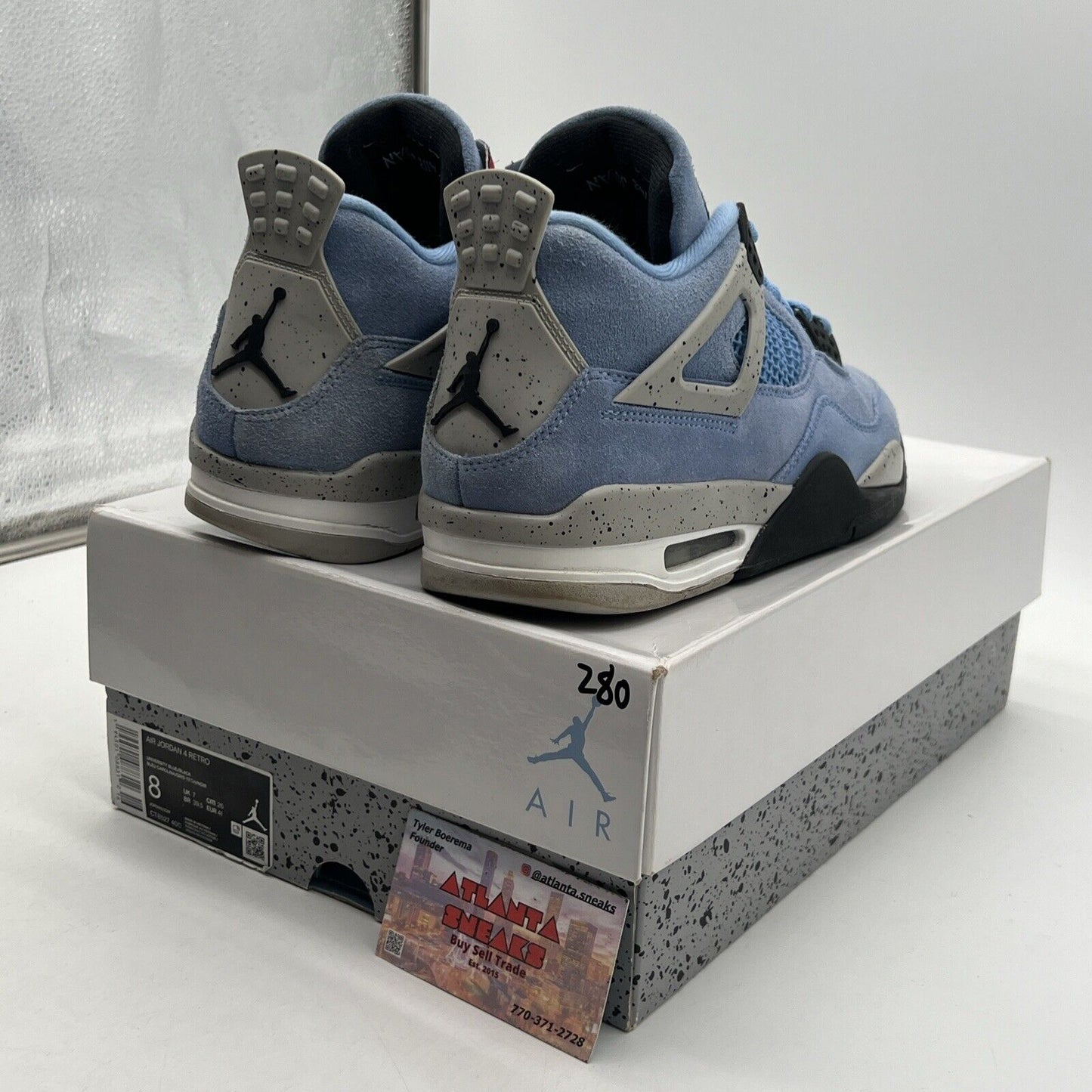 Size 8 - Jordan 4 Retro Mid University Blue Grey Black Suede (CT8527-400)