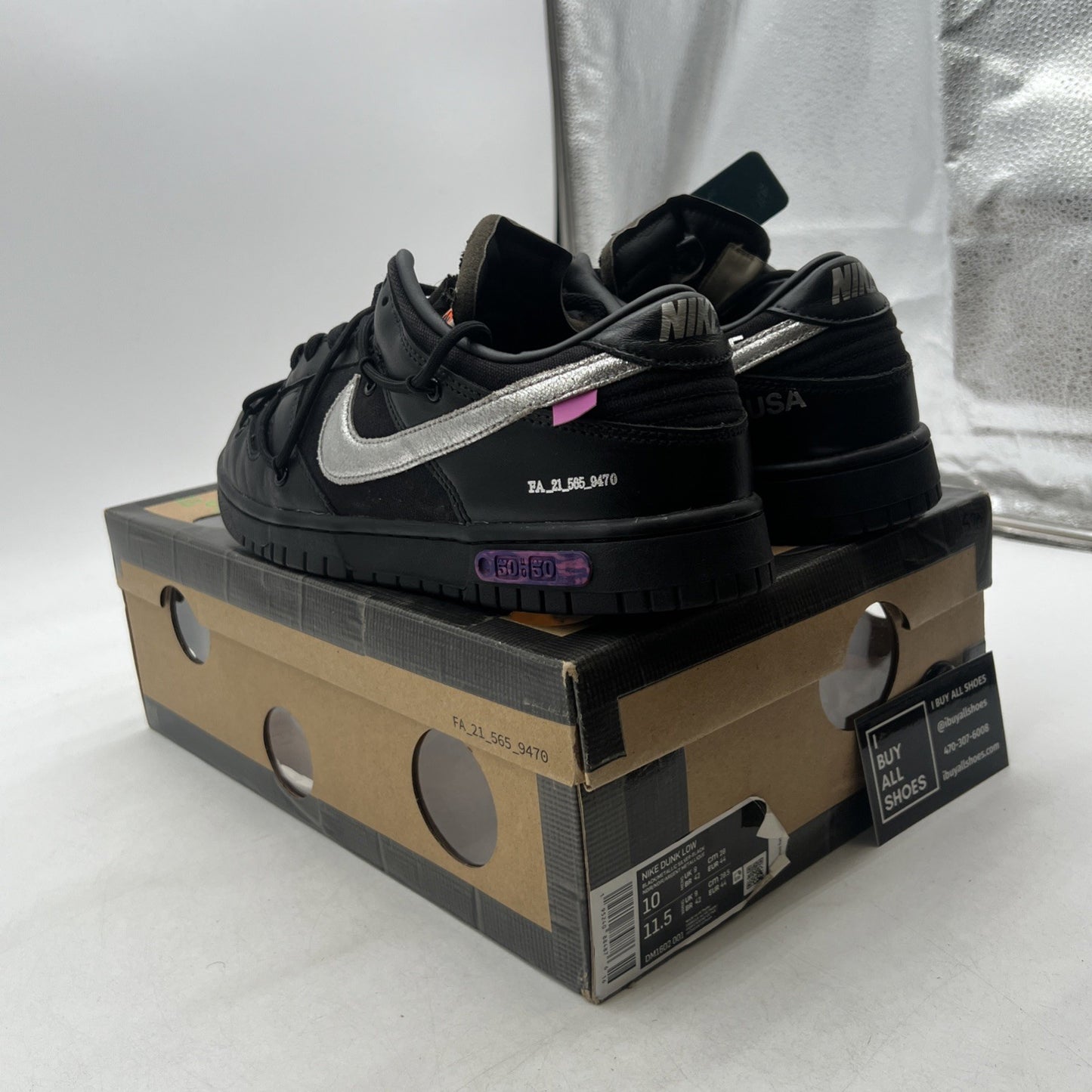 Size 10 - Off-White x Nike Dunk Low Lot 50 of 50 (DM1602-001)