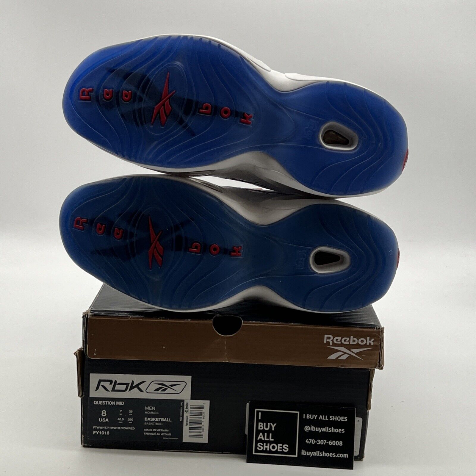 Size 8 - Reebok Question OG 2020 Mid Red Toe (FY1018)