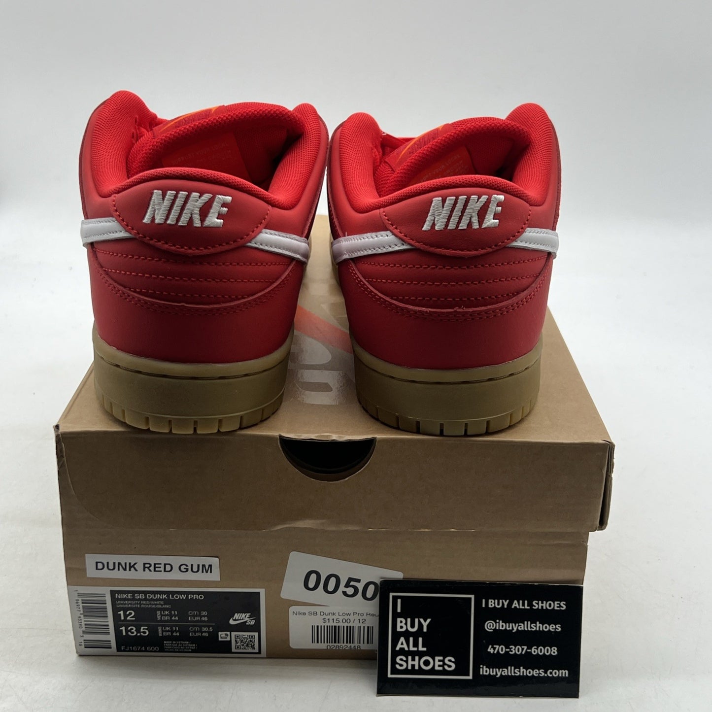 Size 12 - Nike SB Dunk Low Pro University Red Gum Sneakers 2024 (FJ1674-600)