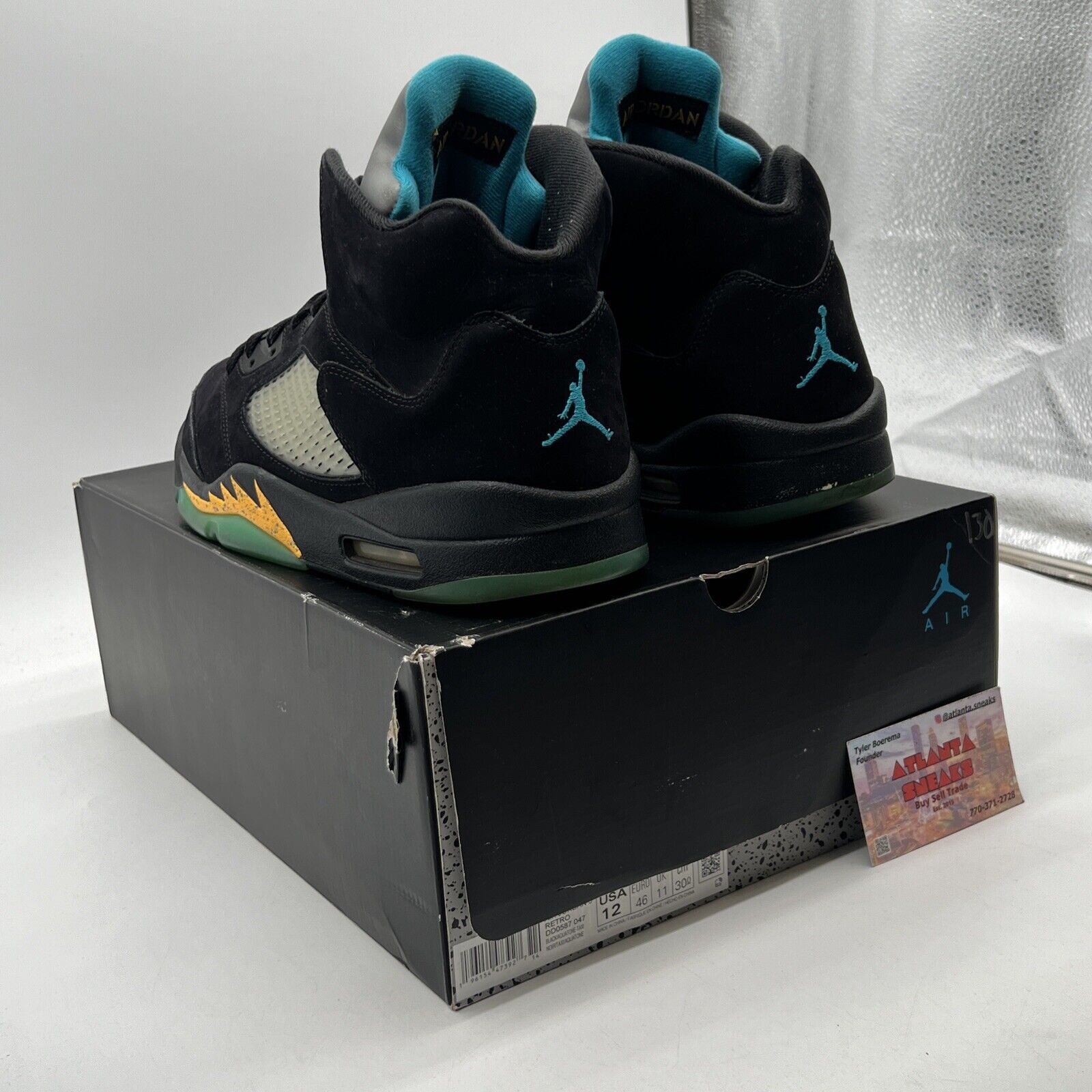 Size 12 - Jordan 5 Retro Mid Aqua Yellow Suede Blue (DD0587-047)