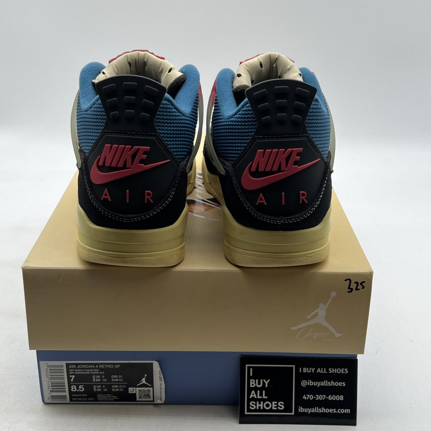 Size 7 - Air Jordan 4 Retro x Union LA Mid Off Noir (DC9533-001)