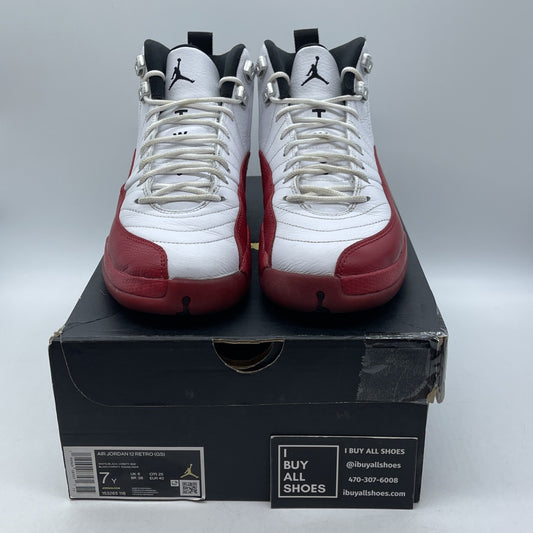 Size 7Y- Jordan 12 Retro 2023 Mid Cherry White Red Leather (153265-116)