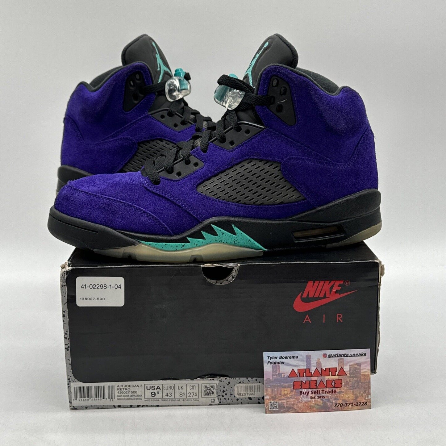 Size 9.5 - Jordan 5 Retro Alternate Grape 2020 Purple Suede Aqua Icy Sole OG All