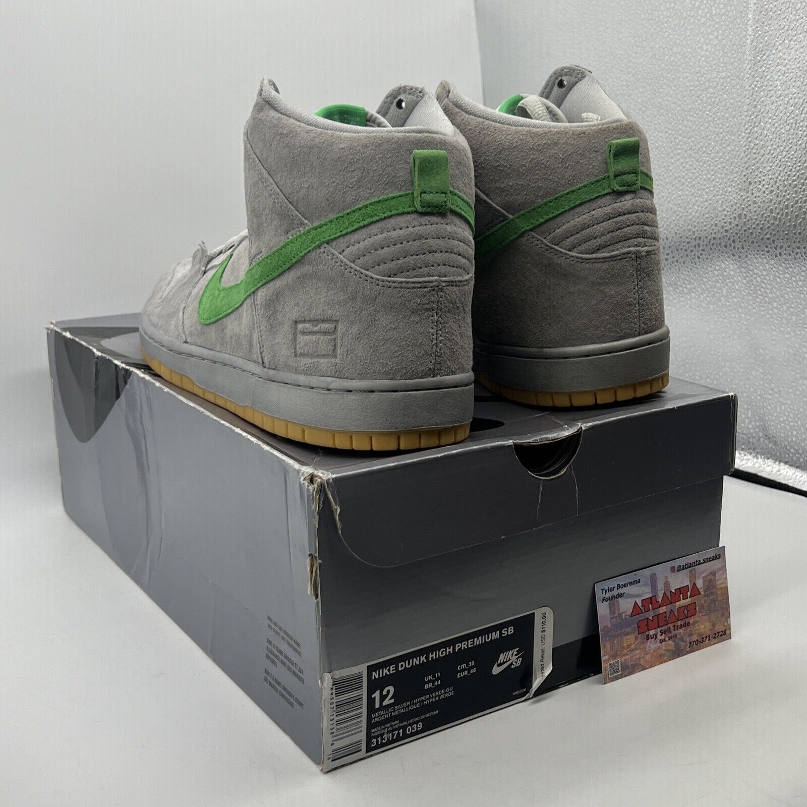 Size 12 - Nike SB Dunk High Silver Box Suede (313171-039)