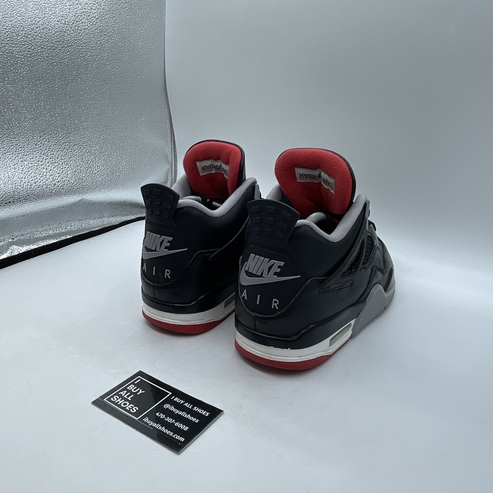 Size 9 - Air Jordan 4 Retro Bred Reimagined Black Grey Leather (FV5029-006)