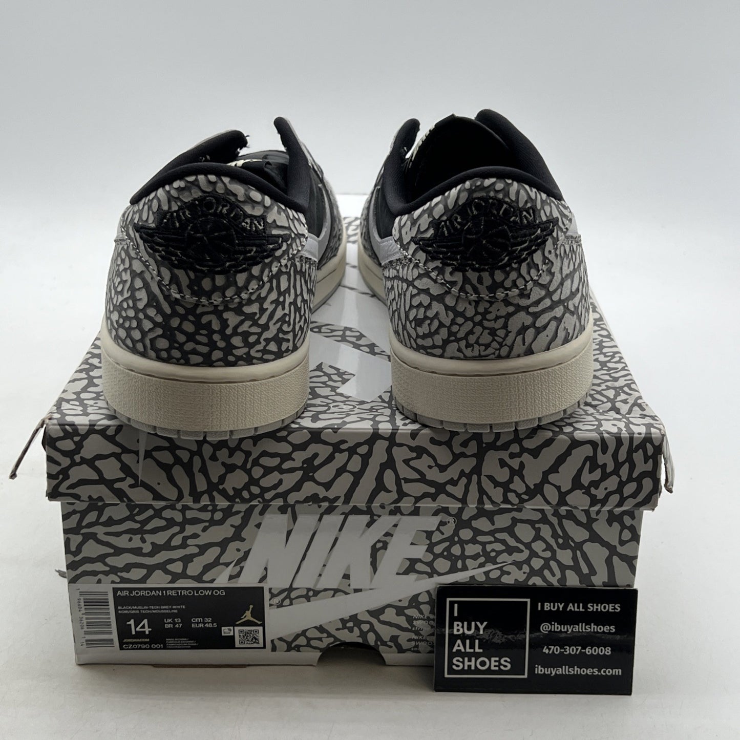 Size 14 - Air Jordan 1 Retro OG Low Black Cement (CV0790-001)