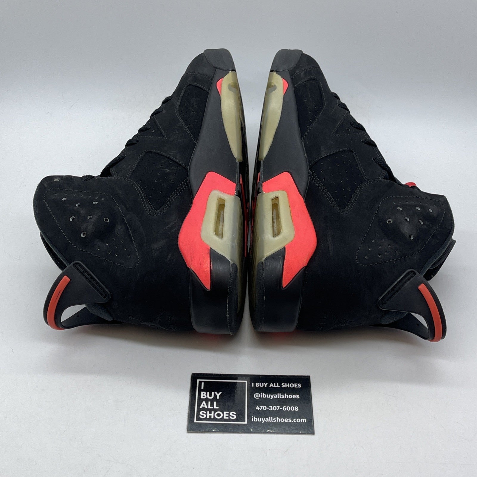 Size 9.5 - Jordan 6 Retro Infrared Black Suede (384664-023)