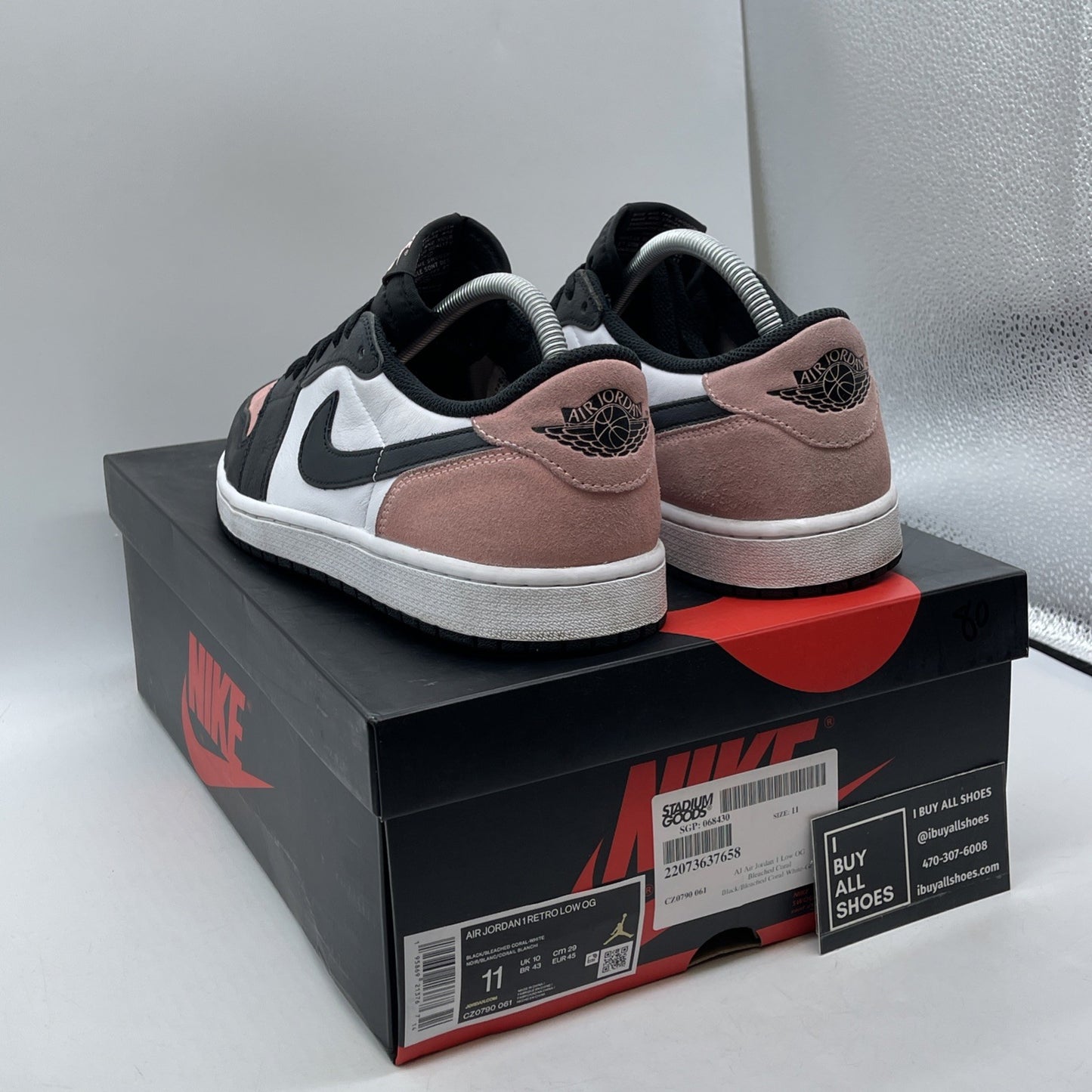 Size 11 - Jordan 1 Low OG Bleached Coral Pink White Suede Leather (CZ0790-061)