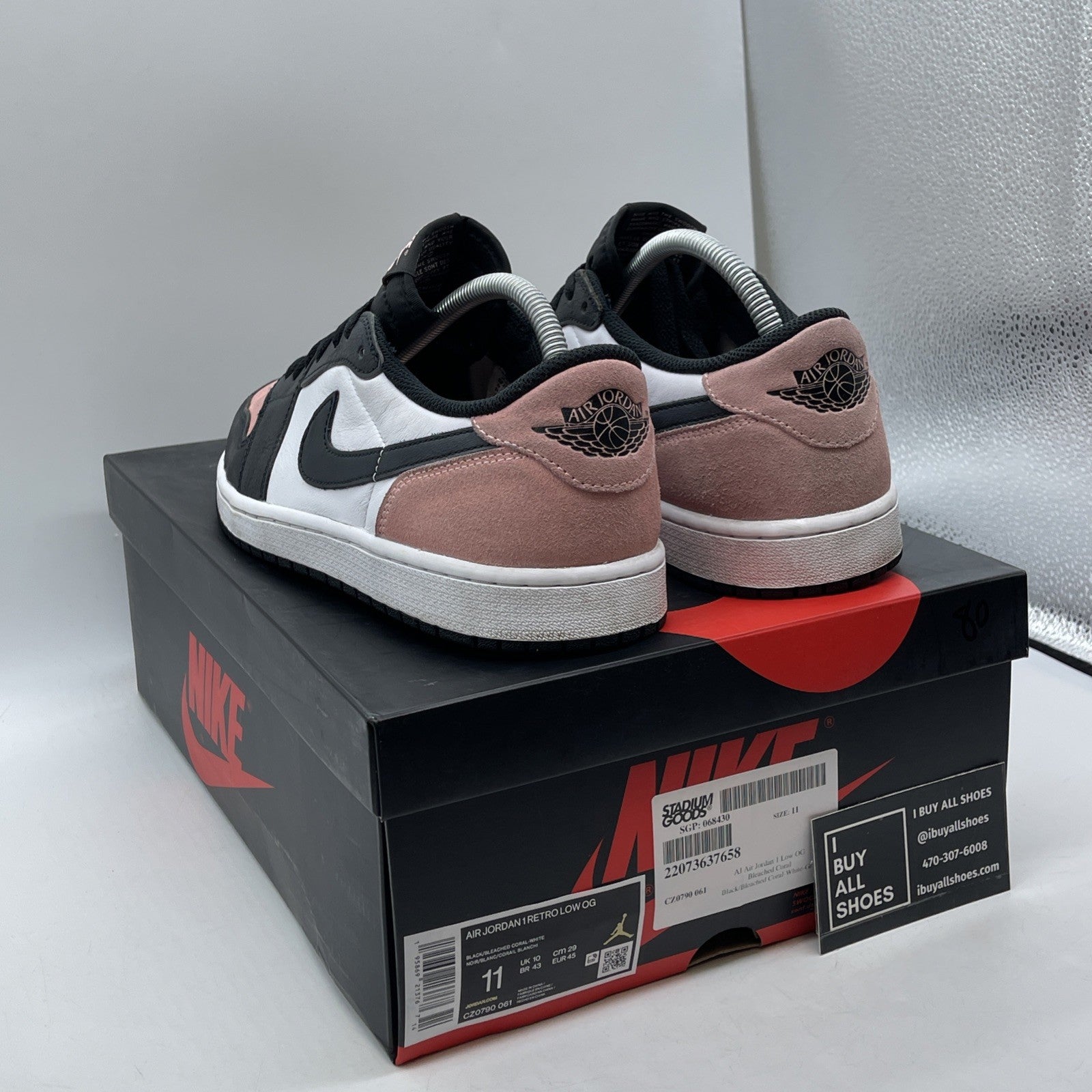 Size 11 - Jordan 1 Low OG Bleached Coral Pink White Suede Leather (CZ0790-061)