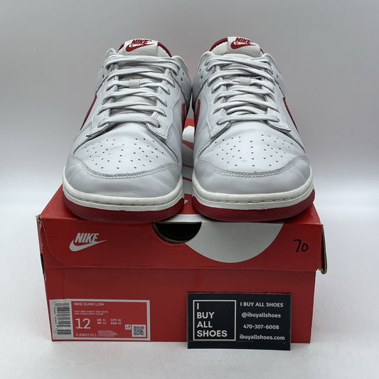Size 12 - Dunk Low Vast Grey Varsity Red White Leather (FJ0832-011)