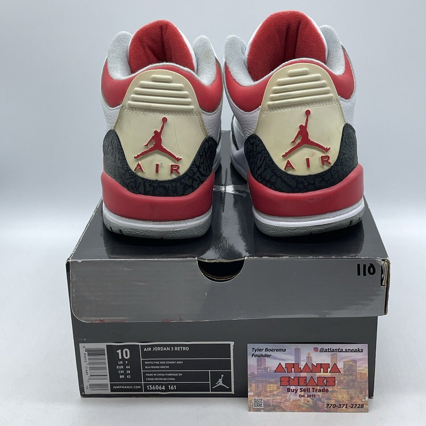Size 10 - Air Jordan 3 Retro 2007 Fire Red White Leather Grey Suede (136064-161)