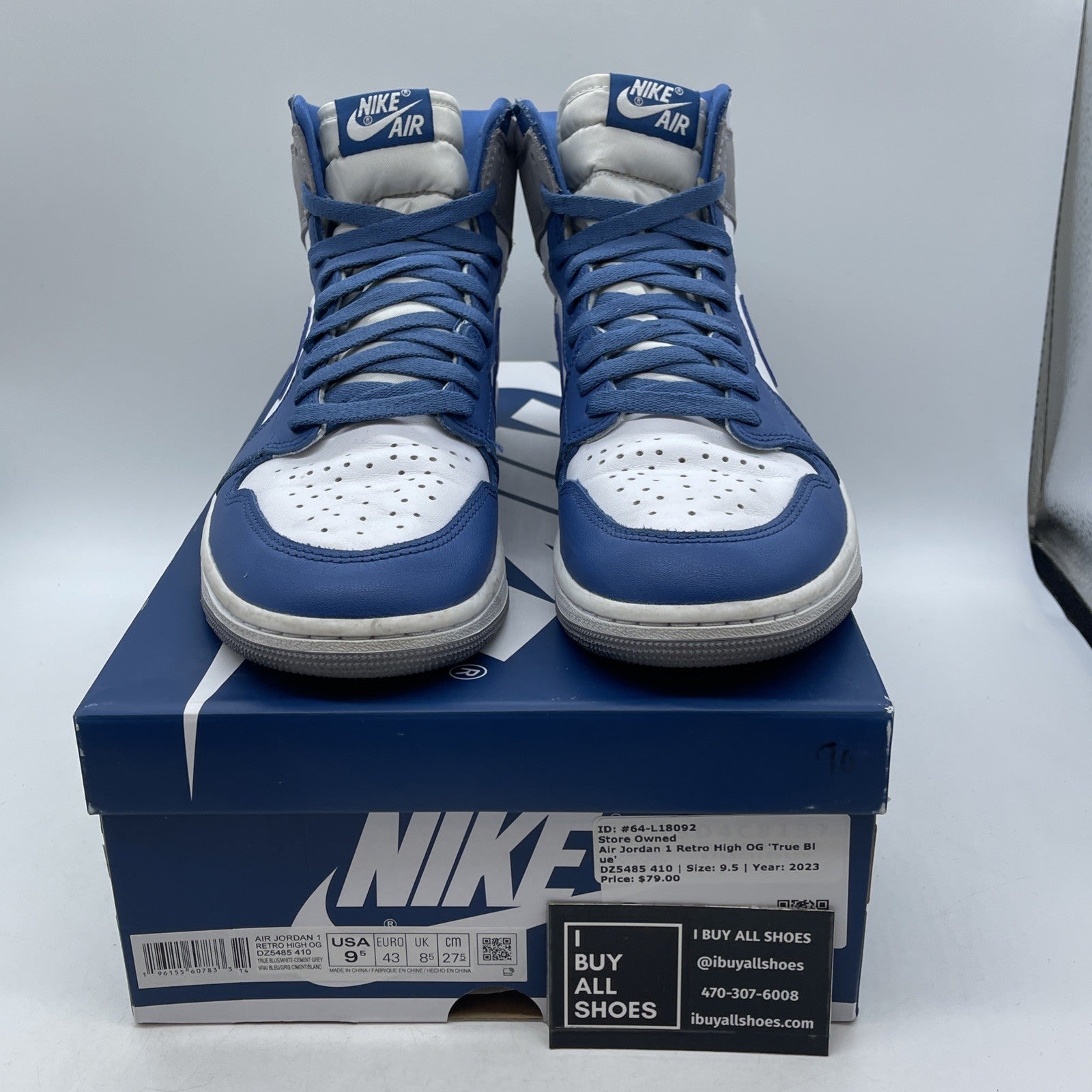 Size 9.5 - Air Jordan 1 Retro OG High True Blue (DZ5485-410)