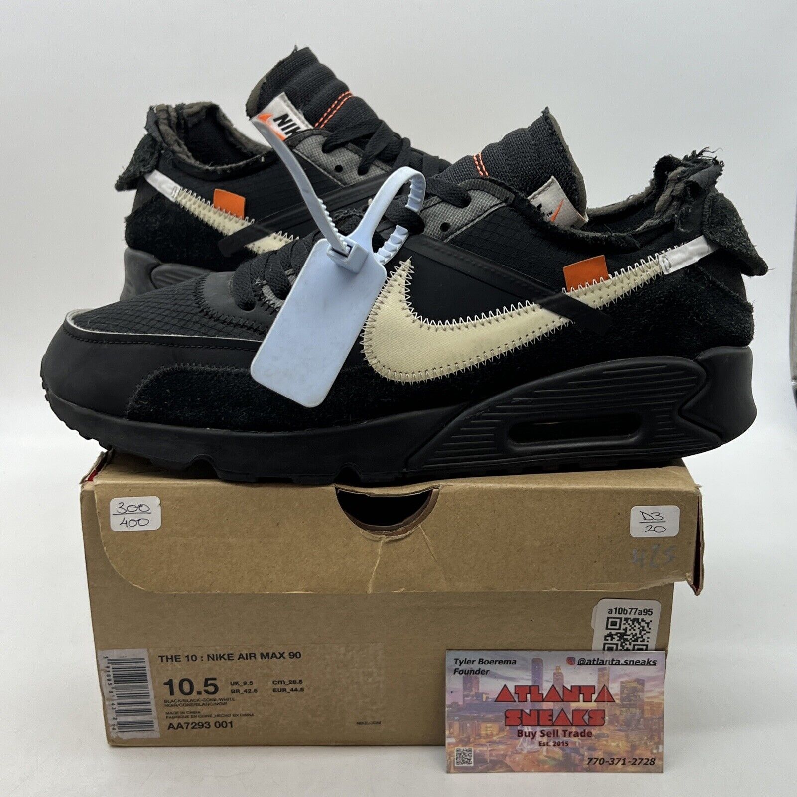 Size 10.5 - Nike Air Max 90 x OFF-WHITE Black 2019 White (AA7293-001)