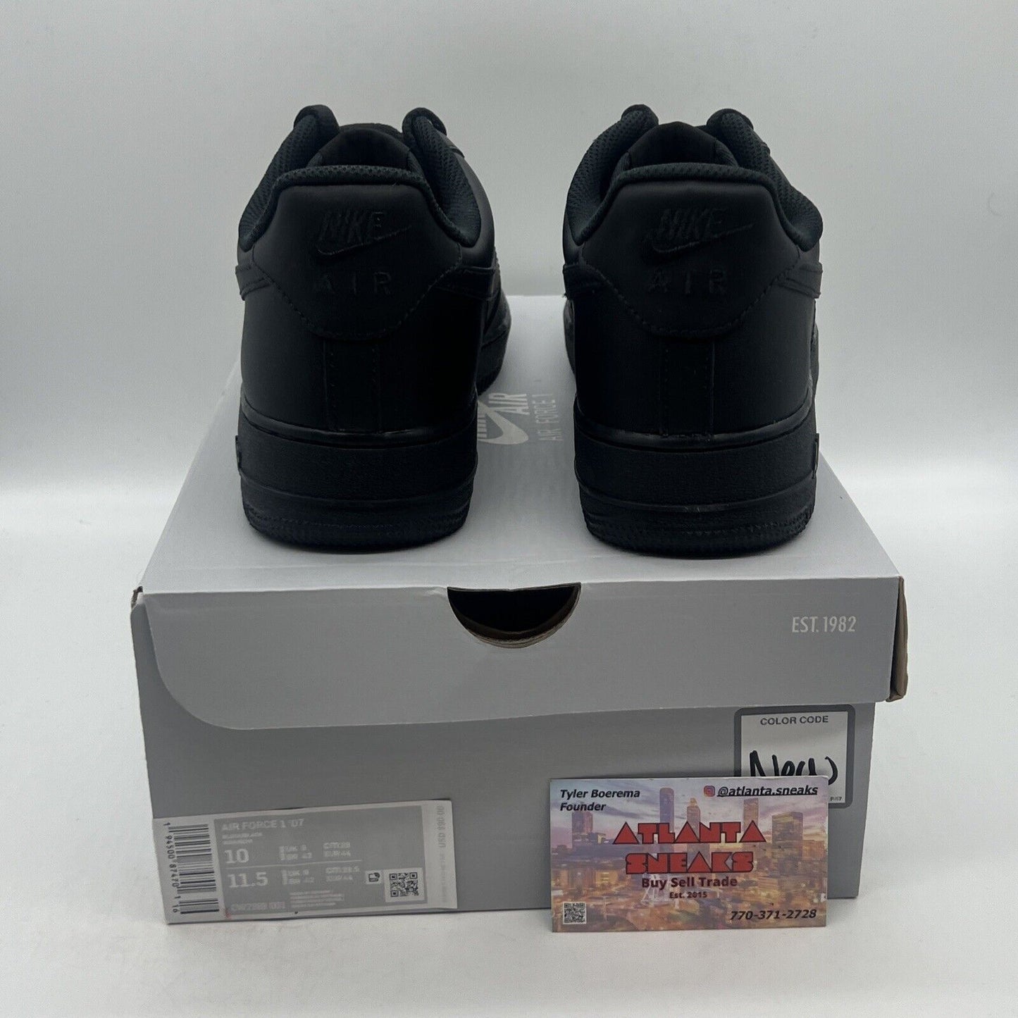 Size 10 - Nike Air Force 1 '07 Low Triple Black Brand New Og All