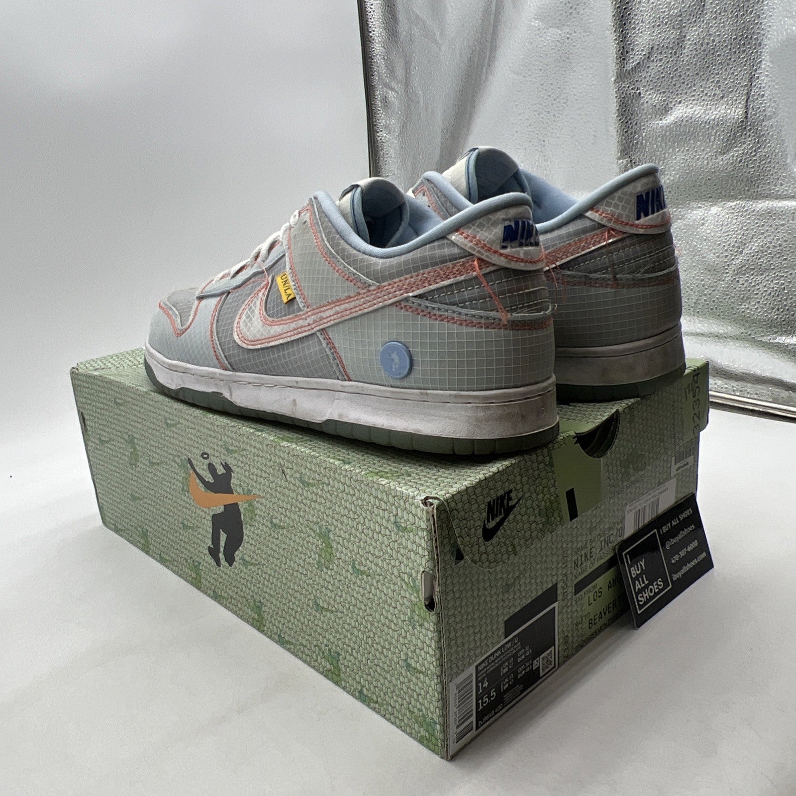 Size 14 - Nike Dunk Low x Union LA Passport Pack - Argon (DJ9649-400)