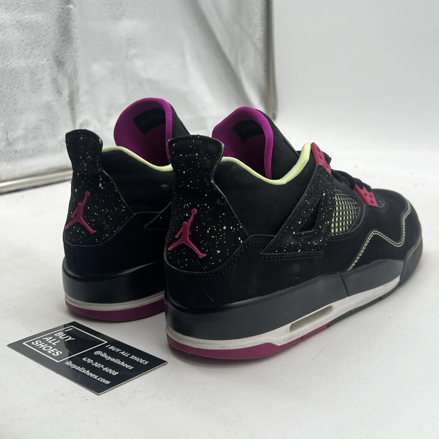 Size 7Y - Air Jordan IV 4 Retro GG Fuschia Pink Black Lime White (705344-027)