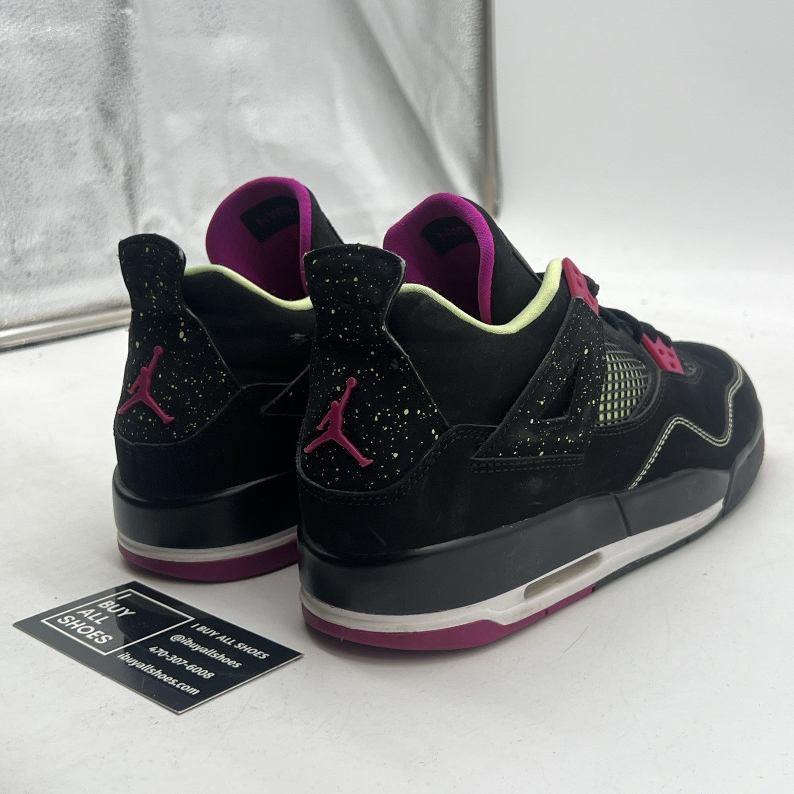 Size 7Y - Air Jordan IV 4 Retro GG Fuschia Pink Black Lime White (705344-027)