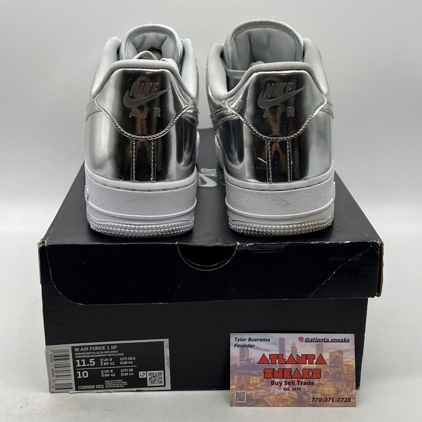 Size 11.5 - Nike Air Force 1 SP Liquid Metal - Chrome W White (CQ6566-001)