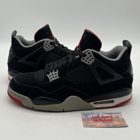 Size 10.5 - Jordan 4 Retro OG Mid Bred 2019 Black Grey Red Suede (308497-060)