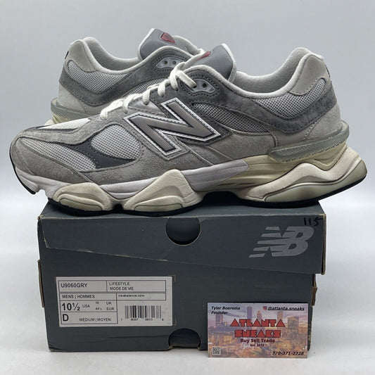 Size 10.5 - New Balance 9060 Rain Cloud Grey White Red Suede (U9060GRY)