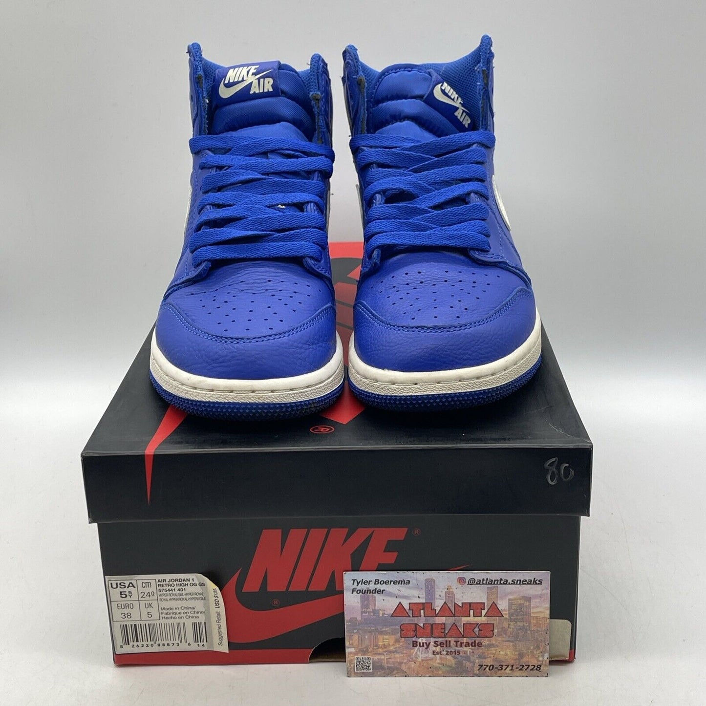 Size 5.5Y - Nike Air Jordan 1 Retro High OG GS Shoes Hyper Royal (575441-401)