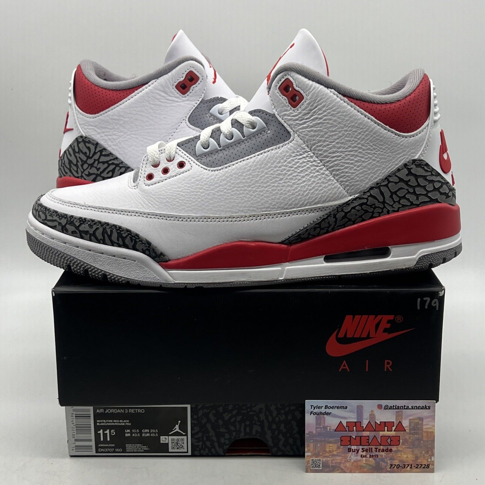 Size 11.5 - Jordan 3 Retro Mid Fire Red White Black Leather (DN3707-160)