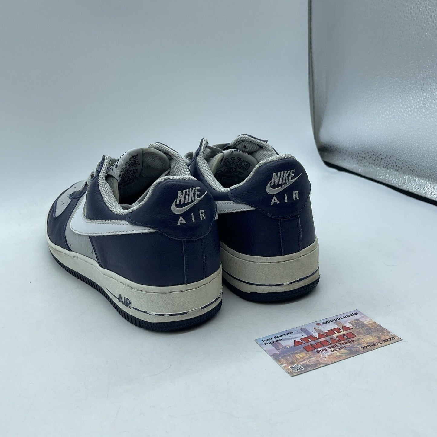 Size 9 - Nike Air Force 1 Blue Grey White Leather (306509-411)