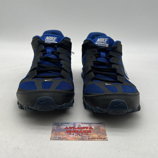 Size 11.5 Nike Reax 8 TR Mesh Black/Blue Gym Cross Training Shoes (621716-038)